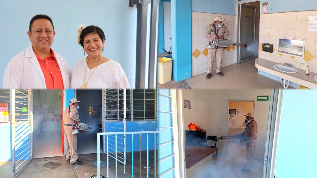 Jurisdicción Sanitaria N° 03 fumiga CENDI de Tekax para prevenir el dengue
